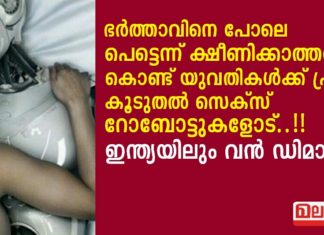 ഭര്ത്താവിനെ പോലെ പെട്ടെന്ന് ക്ഷീണിക്കാത്തത് കൊണ്ട് യുവതികള്ക്ക് പ്രിയം കൂടുതല് സെക്സ് റോബോട്ടുകളോട്