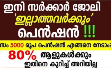 ഇനി സർക്കാർ ജോലി ഇല്ലാത്തവർക്കും പെൻഷൻ; മാസം 5000 രൂപ പെൻഷൻ എങ്ങനെ നേടാം..!!