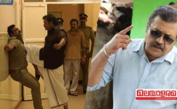 മുട്ടുമടക്കി പോലീസുകാരന്റെ നെഞ്ചത്ത് കേറ്റി സുരേഷ് ഗോപി; വൈറലായി കാവൽ ലൊക്കേഷൻ സ്റ്റിൽ..!!