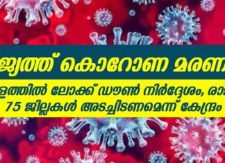 കേരളത്തിൽ ലോക്ക് ഡൗൺ നിർദ്ദേശം; രാജ്യത്ത് 75 ജില്ലകൾ അടച്ചിടണമെന്ന് കേന്ദ്രം..!!